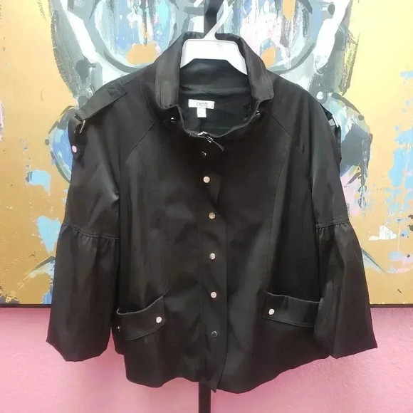 Vintage Cache Nylon Puffy Sleeve High Neck Jacket - Picture 1 of 9